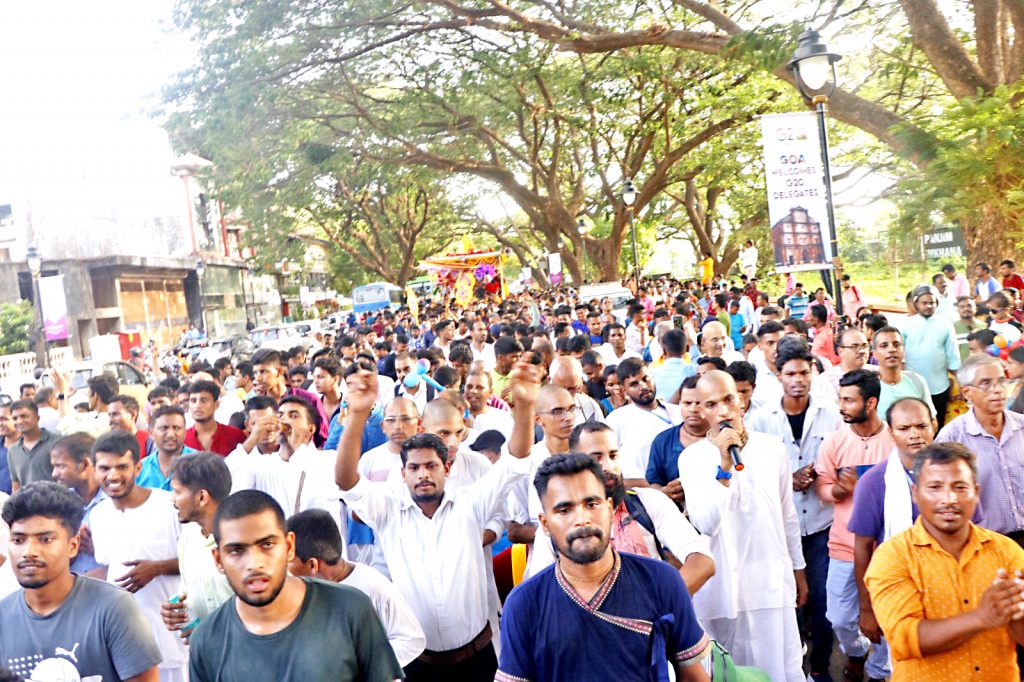 भगवान जगन्नाथ रथयात्रेमुळे मिरामार चौक भक्तीमय