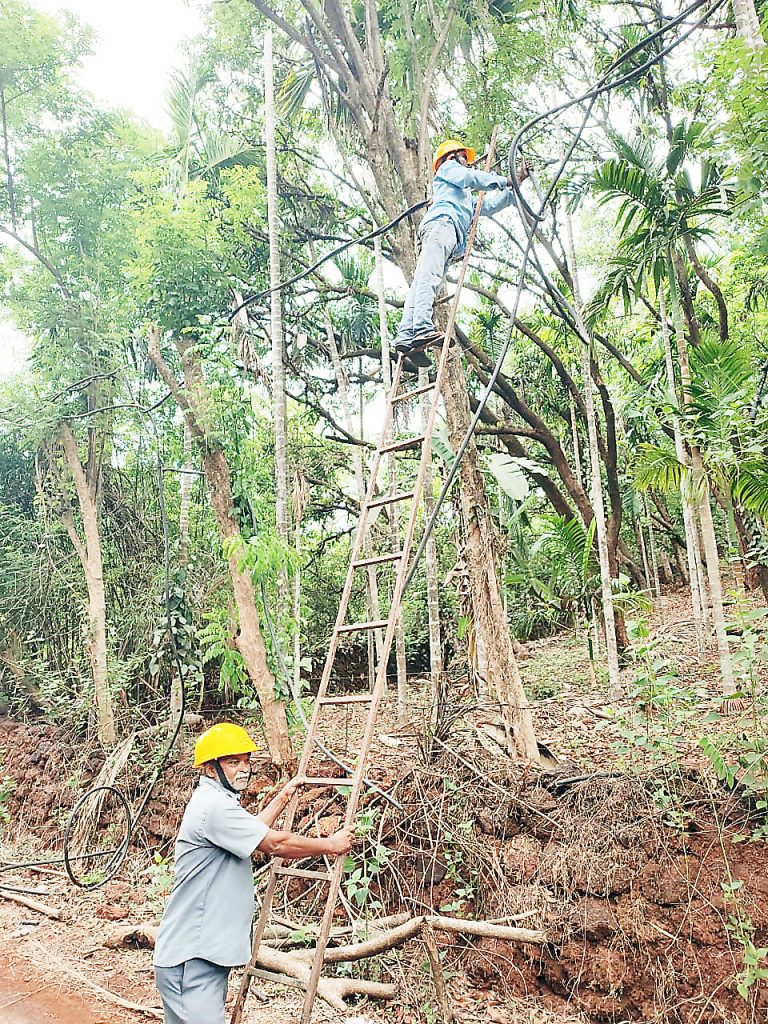 नगरगावात बंच केबलच्या नव्याने जोडण्या सुरू