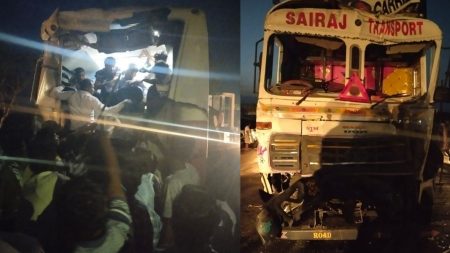 मालवाहतूक ट्रकची एसटी बसला जोरदार धडक : एक ठार, 20 जखमी ; जत तालुक्यातील मुचंडी येथील घटना