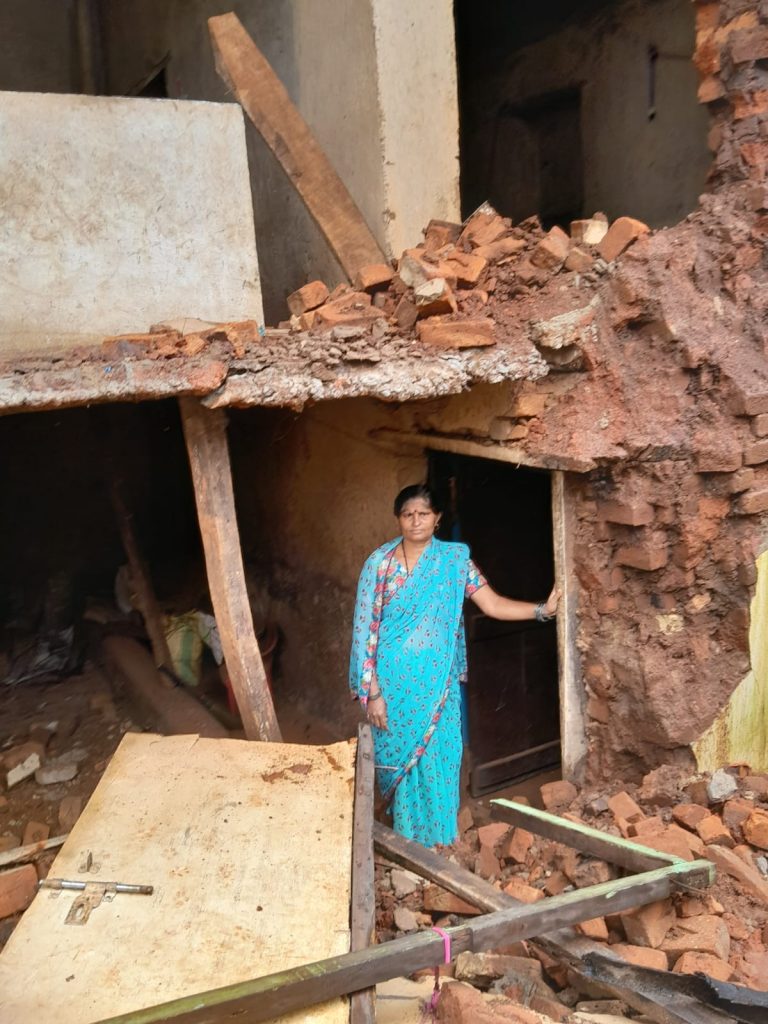 Damage caused by house collapse in Kurle due to rain