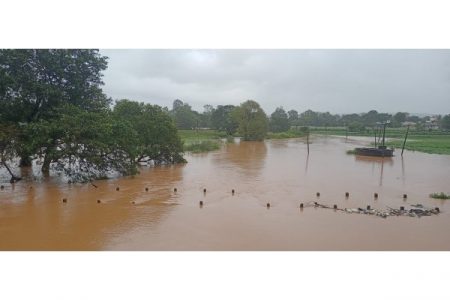 कंग्राळी खुर्द येथील जुना पूल पाण्याखाली Old bridge at Kangrali Khurd under water