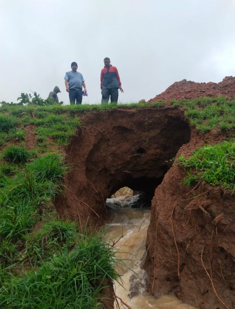 The dam of the lake near Merda village collapsed