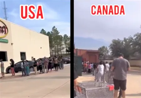 Long queues to buy rice in America