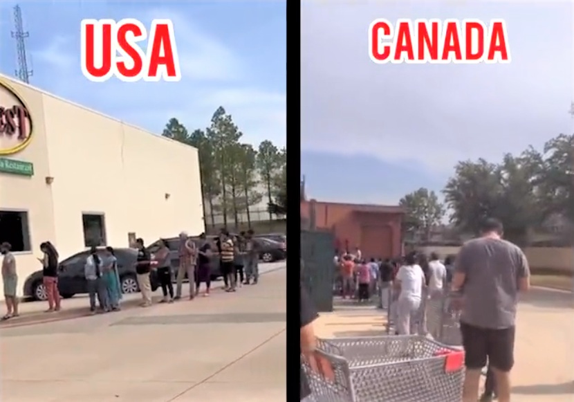Long queues to buy rice in America