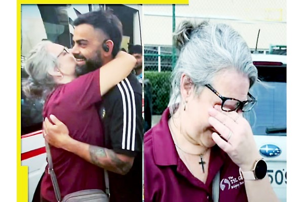 Hugs and tears in the eyes