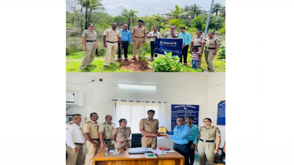 आचरा पोलीस ठाणे येथे लोकमान्य आचरा शाखेकडून वृक्षारोपण