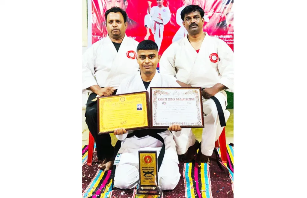 Krishna Jadhav black belt in karate