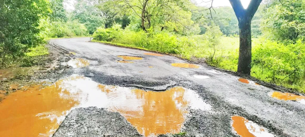 Fill potholes on Kavalewadi-Karle road immediately