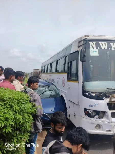 car collided with a government bus
