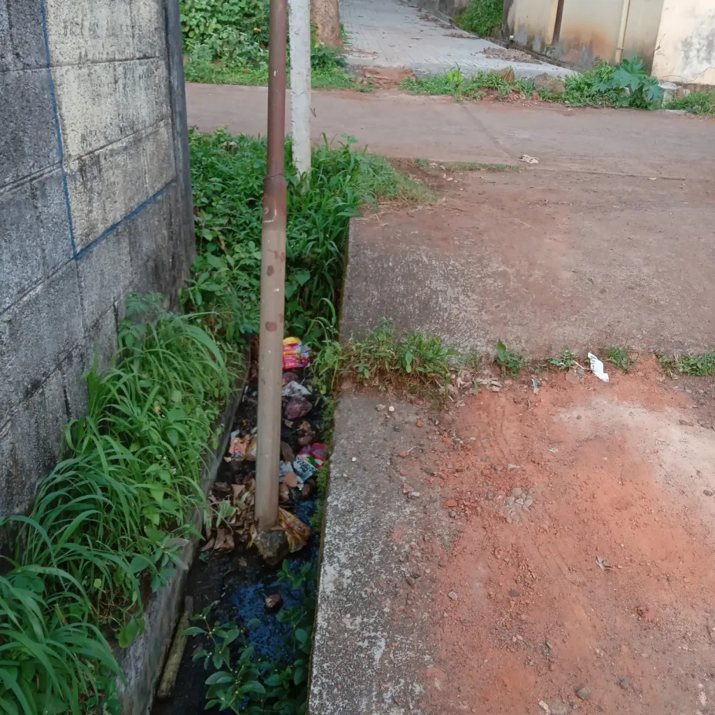 चक्क गटारीतच उभा केला खांब A pole was erected right in the gutter