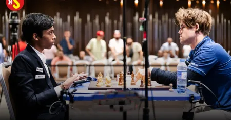 प्रज्ञानंद-कार्लसन अंतिम लढत ‘टायब्रेकर’मध्ये Pragyanand-Carlson final fight in 'tiebreaker'