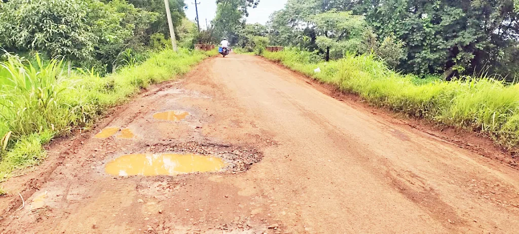 Demand for immediate plugging of potholes on Mandoli-Hangarga-Savagaon road