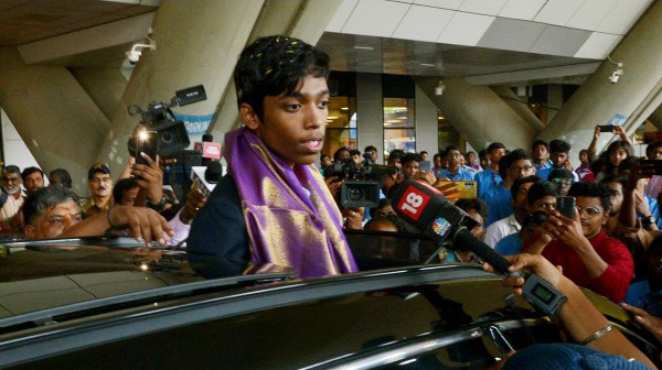 R in Chennai. Pragyanand's welcome in jubilation