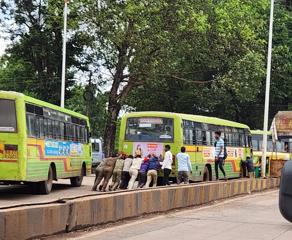 Push the bus...passengers are shocked