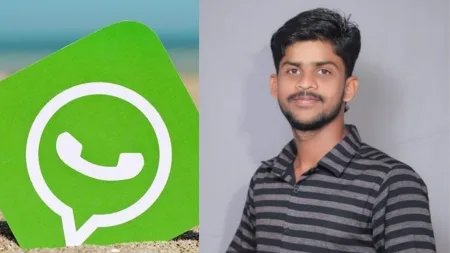 A young man jumps into the Warna river status on his mobile phone