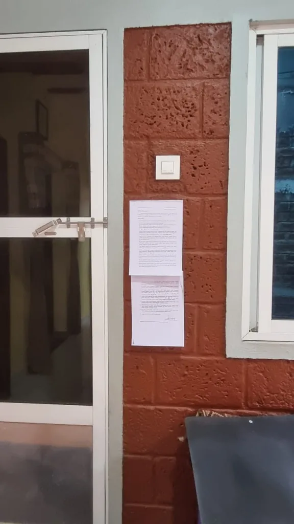 Notice of the meeting pasted on the houses of the corporators