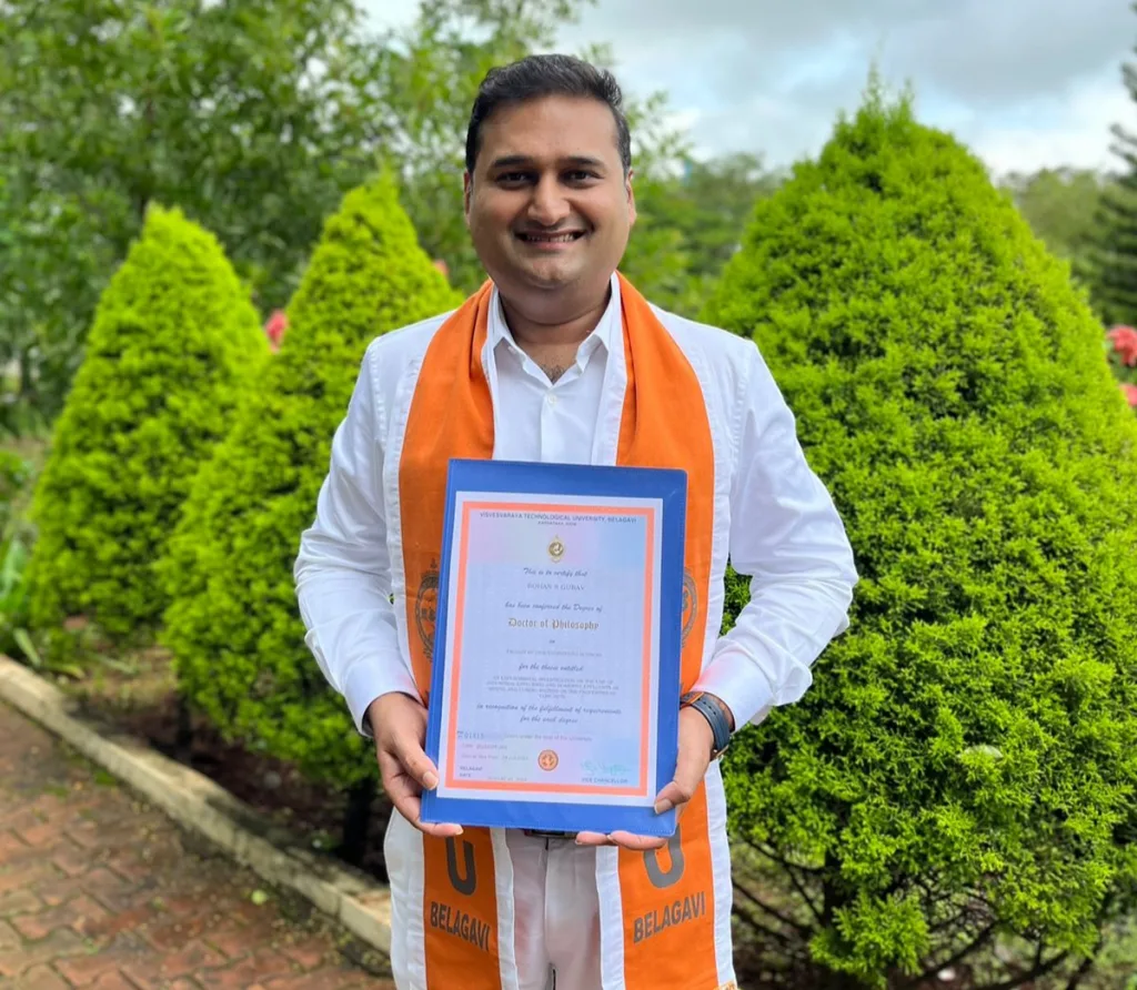 रोहन गुरव यांना विश्वेश्वरय्या विद्यापीठाची डॉक्टरेट पदवी