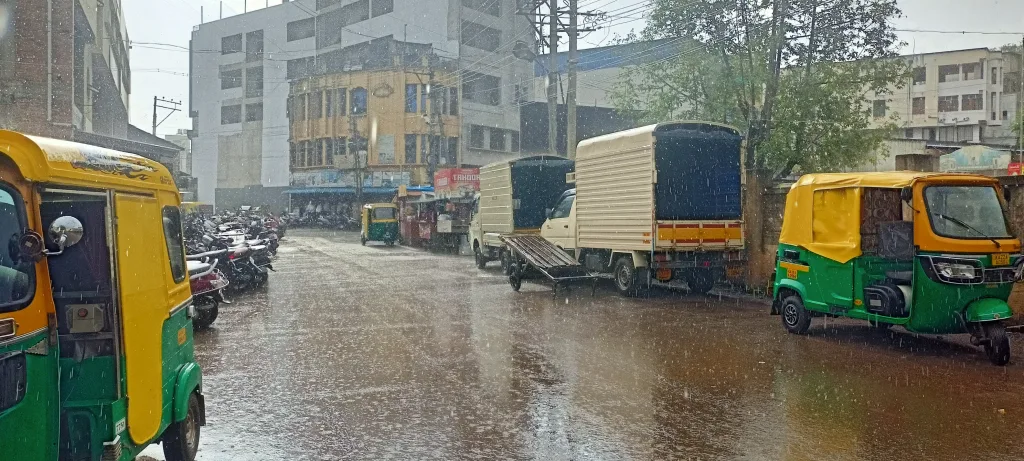 Rainfall in the northern part of the city