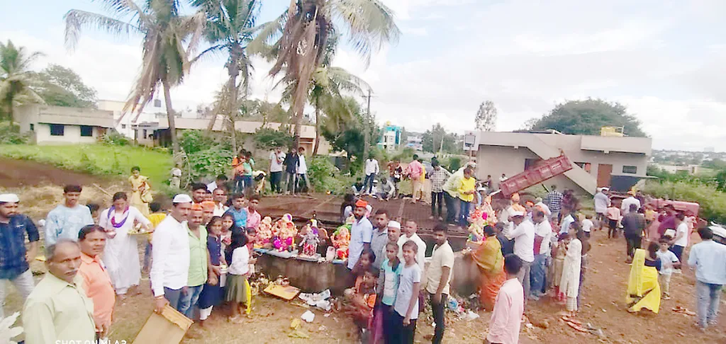 Devotional immersion of Ganesha idols in Kangrali area