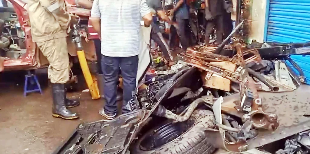 A massive fire broke out at a car painting garage in Margaon