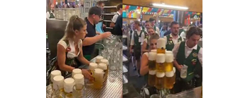 Thirteen glasses...lifted by hand at once