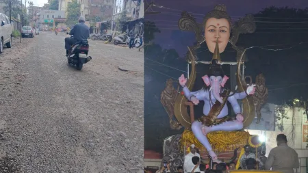 arrival of ganpati Bappa from the pits and dust roads in kolhapur