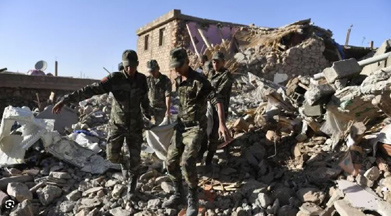 Earthquake victims in Morocco food, waiting for shelter