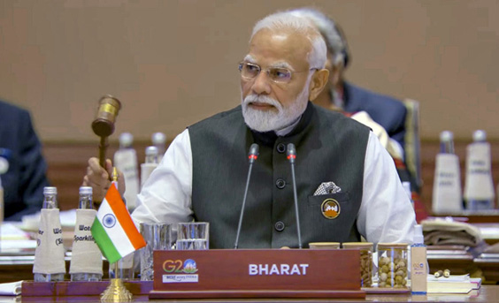 'Bharat' on nameplate during Modi's speech