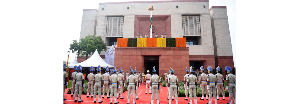 The tricolor was hoisted over the new parliament