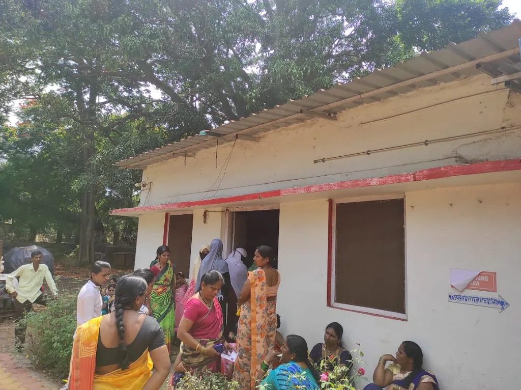 Women-students queue for benefits of government schemes