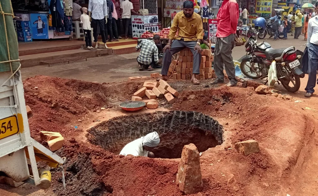 Drainage chamber work in progress in Khadebazar