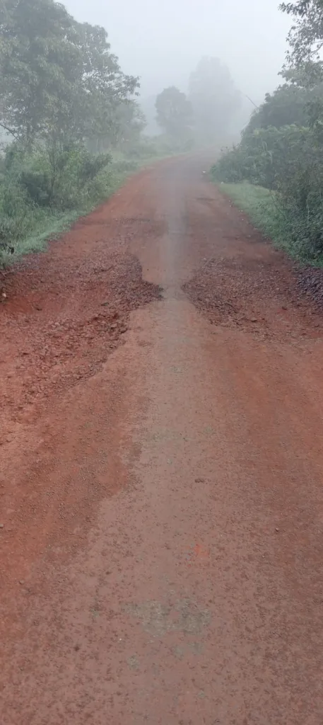 Poor condition of the link road of Atiwad village