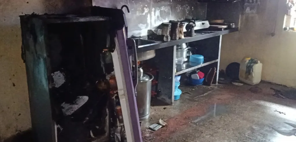 Refrigerator burnt down due to short circuit in Shivajinagar