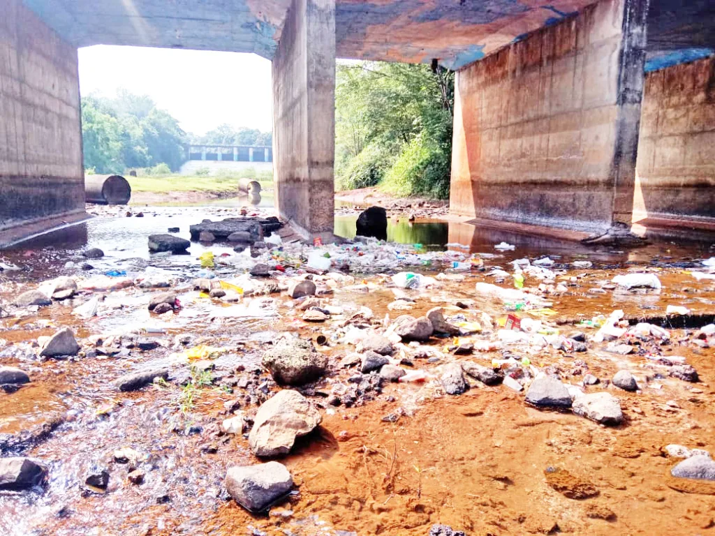 राकसकोप परिसरातील मार्कंडेय नदीचे अस्तित्व धोक्यात The survival of the Markandeya river in Rakskop area is threatened