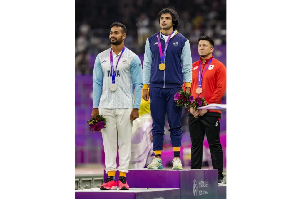 Golden throw again by Neeraj, silver to Kishore Jena