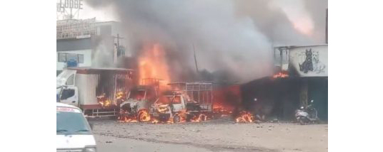 Fireworks at a firecracker shop near Bangalore