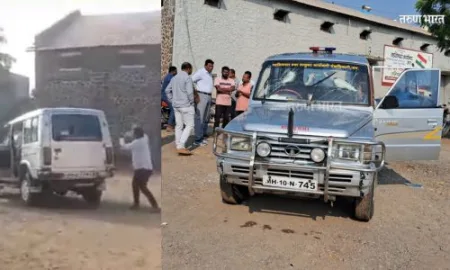 जत तालुक्याला दुष्काळी यादीतून वगळल्याने प्रहार संघटनेच्या पदाधिकाऱ्याने फोडली तहसीलदारांची गाडी Jat taluka Prahar organization