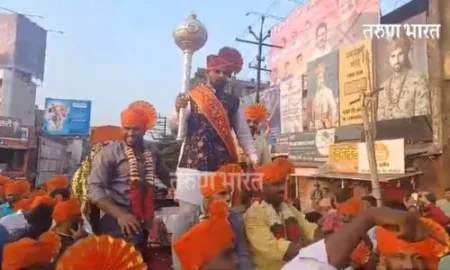 महाराष्ट्र केसरी सिकंदर शेखची कोल्हापुरात हत्तीवरून मिरवणूक Maharashtra Kesari Sikandar Sheikh procession Kolhapur