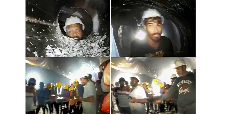 बोगद्यात अडकलेले कामगार सुरक्षित Workers trapped in tunnel safe