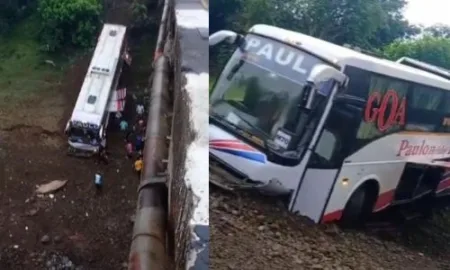 चालकाचं नियंत्रण सुटलं आणि बस नदीत कोसळली;कोल्हापुरातील घटना The driver lost control and the bus fell into the river; incident in Kolhapur