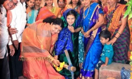 म्हसोबा देवालय आझाद मंडळाच्या नूतन वास्तूचे भूमीपूजन Mhasoba Devalaya Azad Mandal's new building foundation laying ceremony