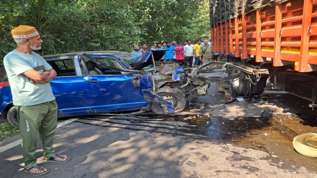 कोलगाव येथे स्विफ्ट कारला कँटरची धडक