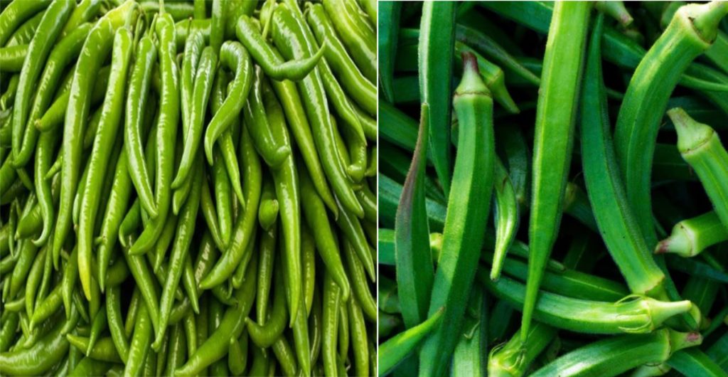 भेंडीसहीत, मिरचीचे शतक A century of chillies, with okra