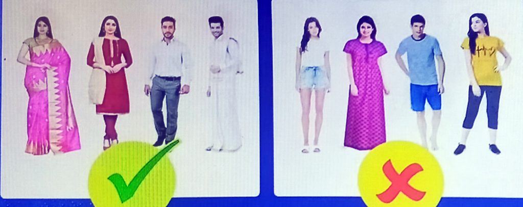 Fashion banned in temples, 'dress code' from January