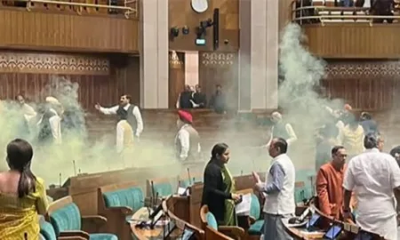 संसदेतील घुसखोरीनंतर ८ कर्मचारी निलंबित intrusion in Parliament