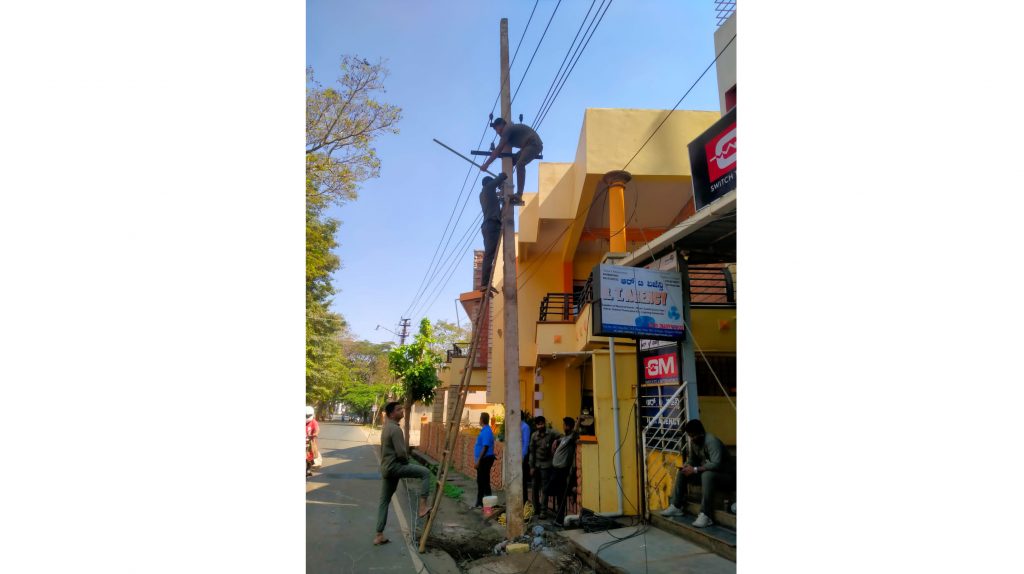 HESCOM immediately replaced the damaged power pole in Channammanagar