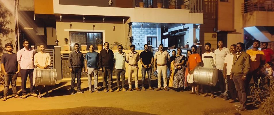 To prevent the increasing number of house burglaries, create awareness among the people by playing drums