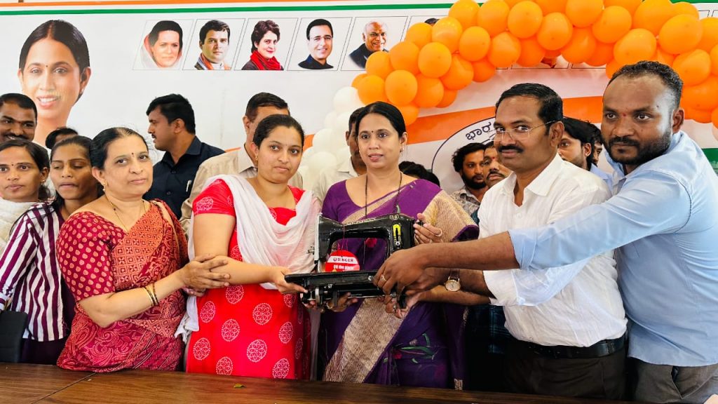 Distribution of materials to the beneficiaries by Minister Lakshmi Hebbalkar