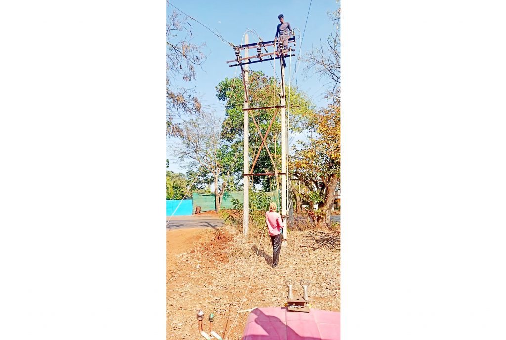 Power pole replacement work on war footing
