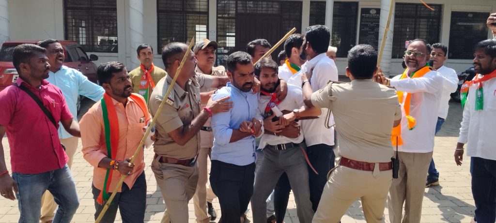 Congress office vandalized by BJP workers